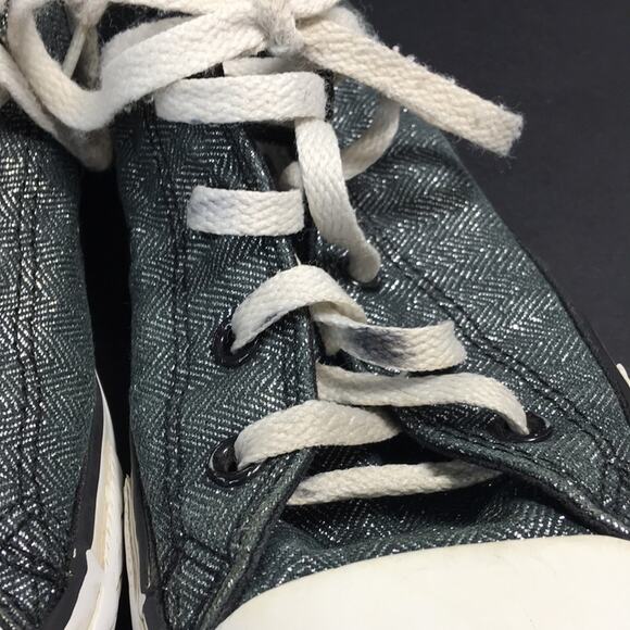 Converse All Stars Metallic Silver/Gray Herringbone Low Top Sneakers Junior Sz 4 - Picture 11 of 15